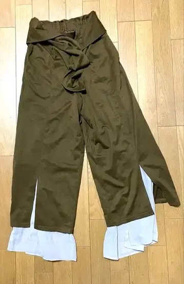 AMERI 슬릿 브라운 와이드 팬츠 S