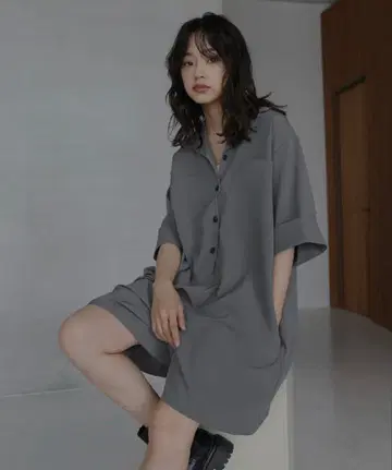 [택 포함 새상품] hellam 크레이프 셔츠 올인원