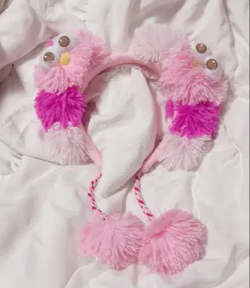 USJ 유니버셜 세서미 스트릿 모피 핑크 머리띠 폼폼