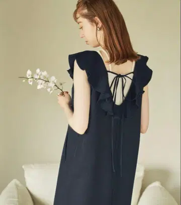 hinari 프릴 칼라 원피스 S 사이즈 네이비