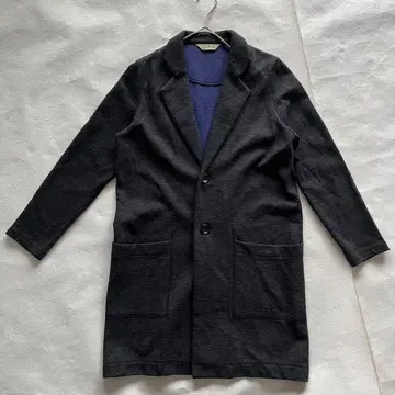 르멜란지 가디건풍 체스터 코트 울/면 일본제 포켓 부착