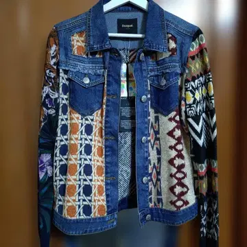 택 포함 미사용 Desigual 데님 자켓 비대칭 니트