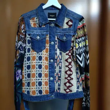 택 포함 미사용 Desigual 데님 자켓 비대칭 니트
