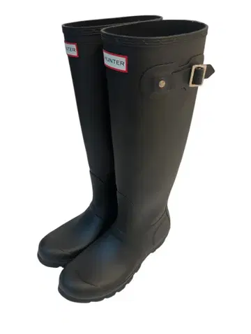 미사용급 하자품 대특가 HUNTER 블랙 장화 버클 포함 25