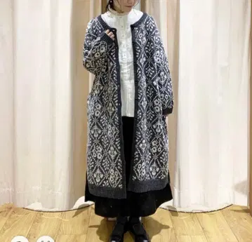 TSUHARU by Samansa Mos2 모티브 패턴 자카드 니트 코트