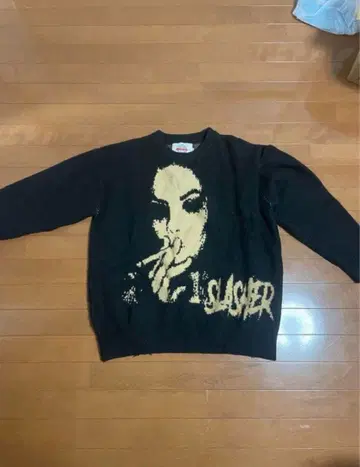 그래픽 프린트 니트 스웨터