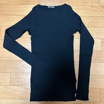 AURALEE 블랙 리브 니트 긴팔 론 헤르만