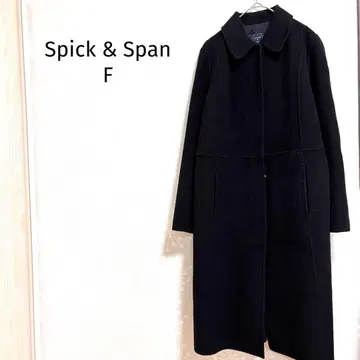 스픽 앤 스팬 롱 코트 블랙 울 캐시미어