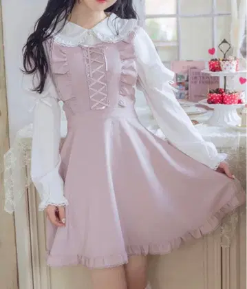 허니시나몬 허니 시나몬 레이스업 프릴 점프 스커트