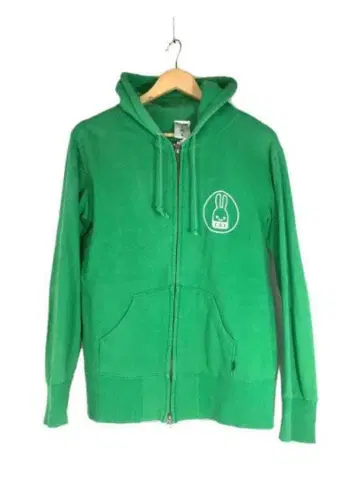 CUNE 그린 컬러 토끼 로고 /M/ 지퍼 후드티 /그린/ 후디