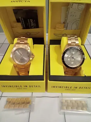 Invicta 골드 실버 손목시계 2세트