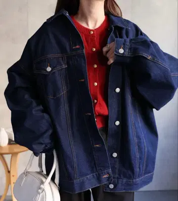 빅 실루엣/오버 사이즈 G/데님 자켓 네이비