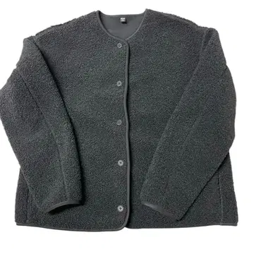 새상품급 UNIQLO 보아 플리스 크루넥 가디건 블랙 XL