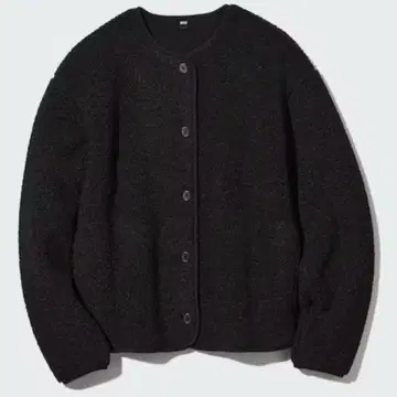 새상품급 UNIQLO 보아 플리스 크루넥 가디건 블랙 XL