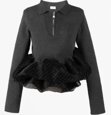 Biby 프릴 하프 지퍼 니트