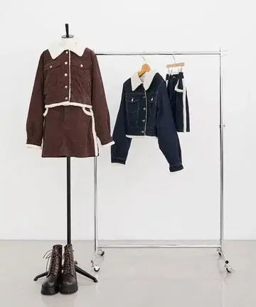 2점 MAJESTIC LEGON 보아 트리밍 크롭 자켓 & 미니 치마바지