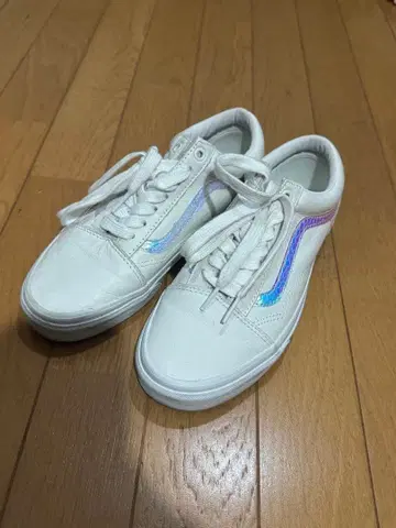 VANS 화이트 스니커즈 레인보우 컬러 라인 US 7.5 24cm