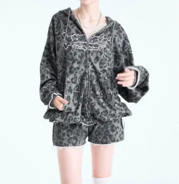 sedacle 모듬 패턴 마이크로 팬츠 지퍼 후드티 셋업