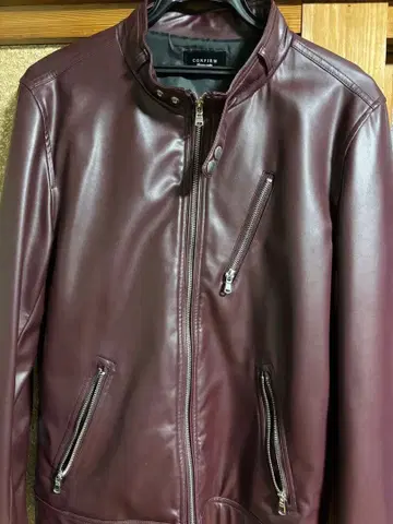 버건디 라이더 자켓