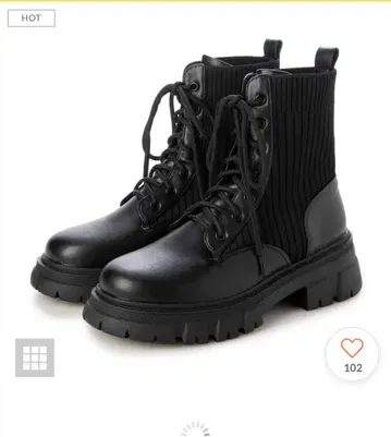 Fitfit 스트레치 니트 사용 레이스업 부츠 블랙 L 사이즈