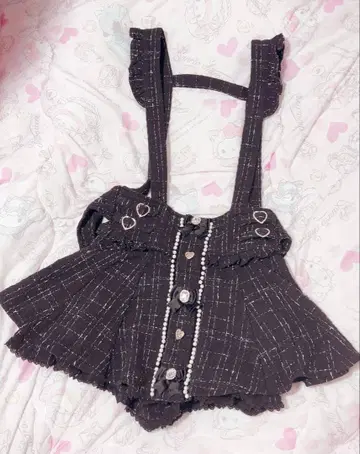 LIZLISA 레이스업 서스펜더 치마바지