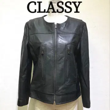 새상품급 CRASSY 블랙 가죽 라이더 자켓 램스킨