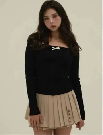 andmary 앤드마리 Sharon ribbon tops black