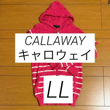 새상품급 CALLAWAY 캘러웨이 후드 부착 핑크 스트라이프 스웨터 LL