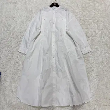 [진 헤븐즈] 셔츠 원피스 펄 드롭 숄더 맥시 길이