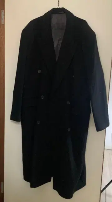 블랙 롱 코트 캐시미어 혼방