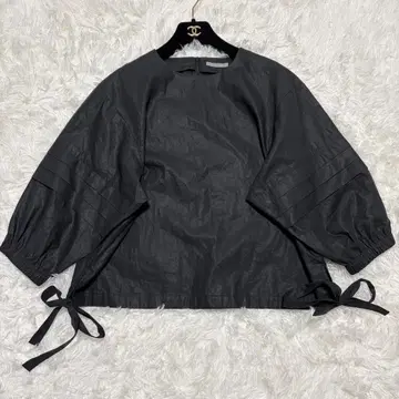 띠어리 럭스 24SS 블라우스 소매 티어드 사이드 리본 블랙