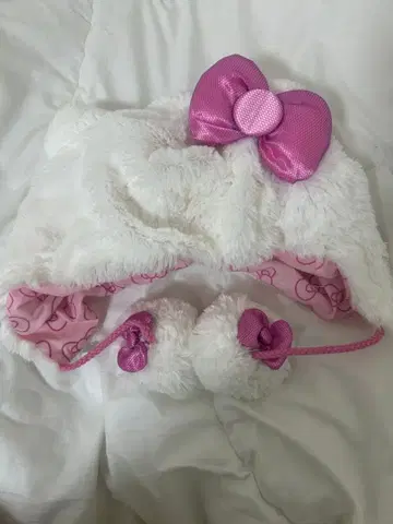 유니버셜 헬로키티 퍼 모자 리본 포함 머리띠