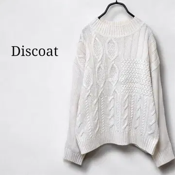 Discoat 디스코트 모크넥 케이블 짜임 니트 스웨터 흰색 화이트