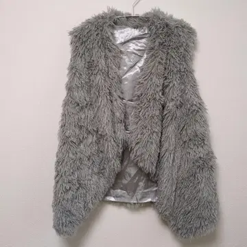 하나뿐인 스타일리시 그레이 퍼 베스트 슬리브리스 그레이