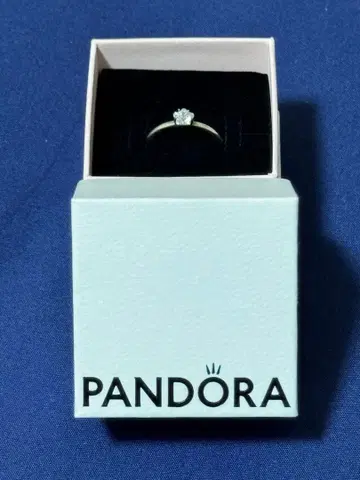 PANDORA 실버 925 심플 반지 크리스탈 장식