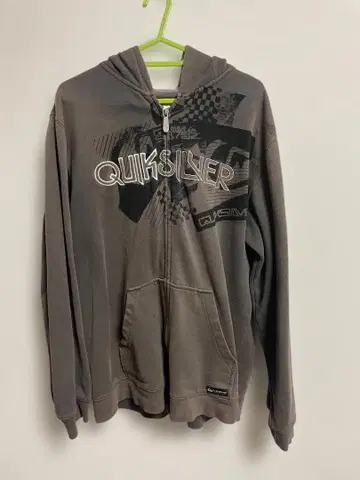 QUIKSILVER 그레이 후드 부착 후드티 XL/TG