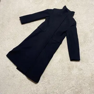 데프레 캐시미어 20% 혼방 롱 코트 스탠드 카라 블랙