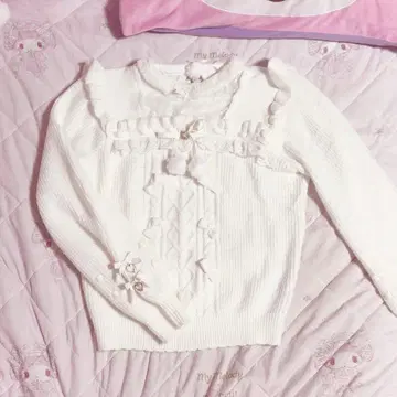 LIZLISA 리즈리사 모헤어 터치 폼폼 니트탑 화이트