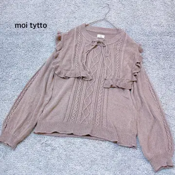 [ moi tytto ] 앙상블 니트 프릴 세일러 카라 케이블 니트