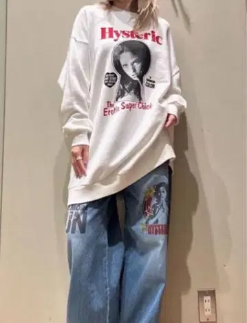 Hys 그래픽 프린트 긴팔 맨투맨 원피스