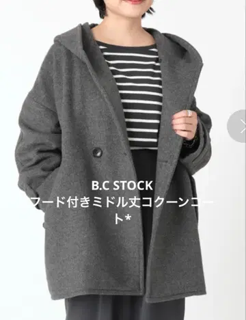 B.C STOCK 후드 부착 미들 기장 코쿤 코트