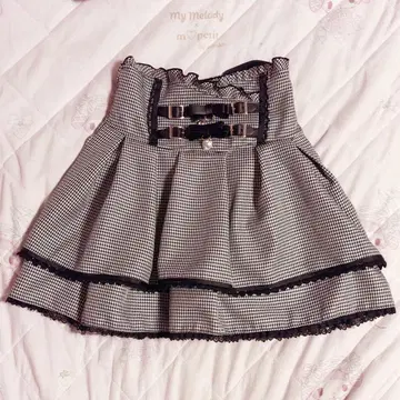 LIZ LISA 2단 리본 벨트 치마바지 하운드투스 체크 패턴 M