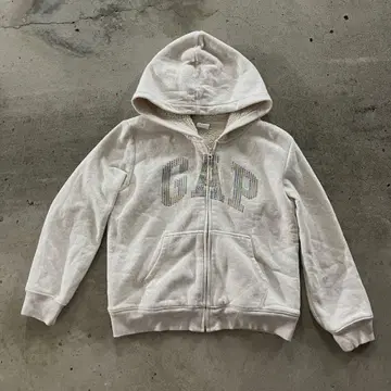 GAP 지퍼 후드티 화이트 y2k 헤이세이 갸루 크롭 스팽글