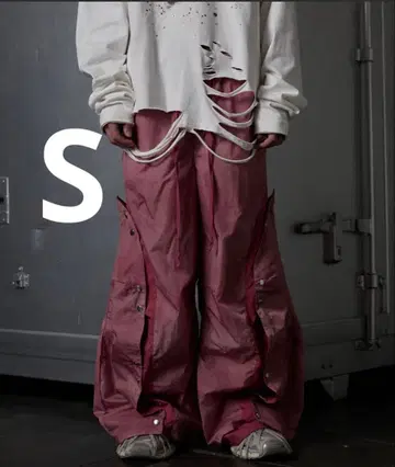 GRANCY 버튼 레이어드 디자인 나일론 팬츠 핑크 S 사이즈