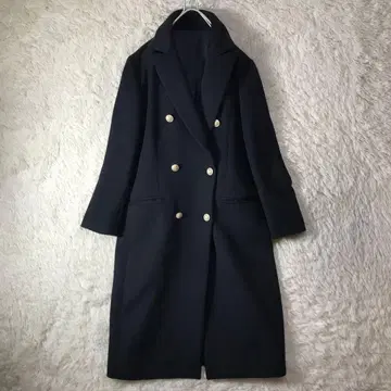 새상품급 수트 스퀘어 WHITE 은색 버튼 체스터 더블 롱 코트 38