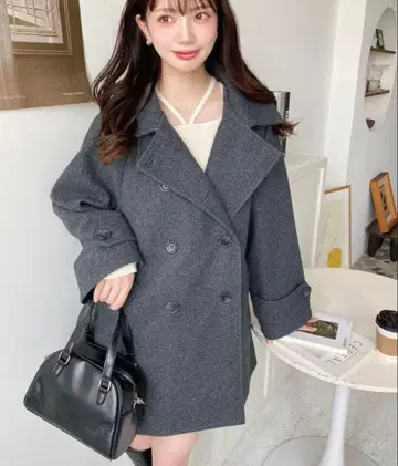 moment+ 니트 메르헨 2WAY 어레인지 칼라 미들 기장 트렌치코트