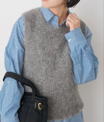 SPICK & SPAN 알파카 혼방 니트 베스트 그레이