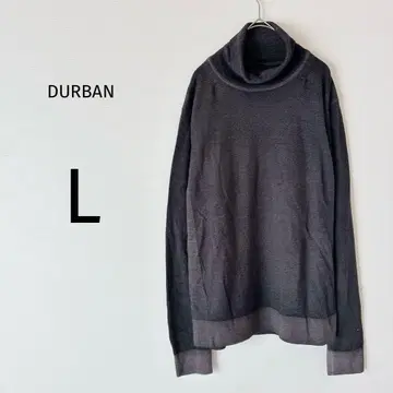 더반 하이넥 니트 긴팔 남성용 울 100% 일본제 다크 그레이