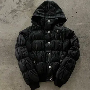 블랙 다운 자켓 y2k 헤이세이 갸루 짧은 기장