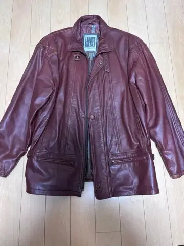 VIA NUOVA PELLE 버건디 가죽 자켓